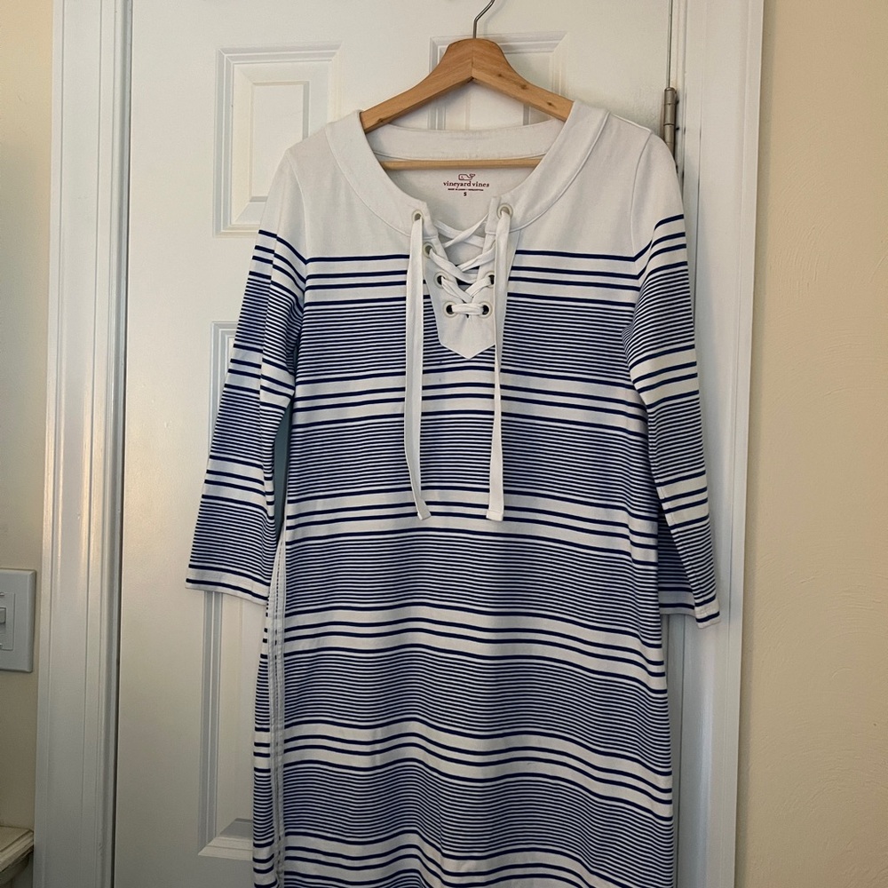 Vineyard Vines White Nautical Lace-Up Casual Dress